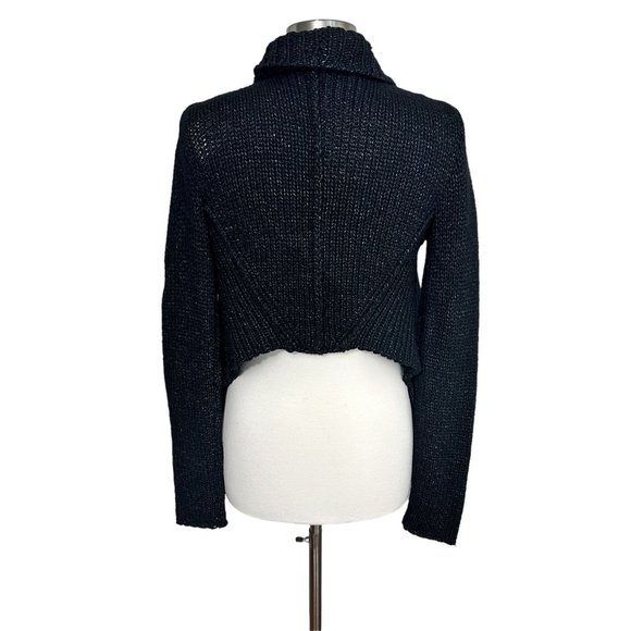 Helmut Lang M Black Ocacity Draped Chunky Knit Asymmetrical Cardigan Sweater - Picture 7 of 10